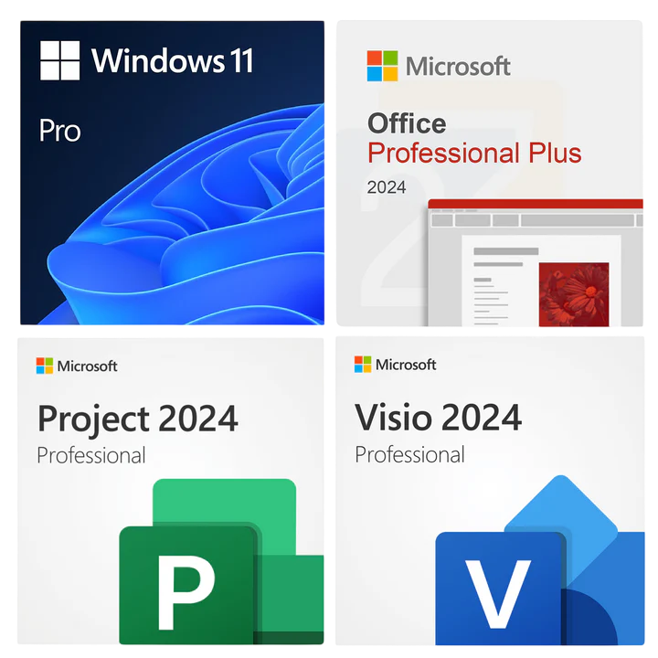 Ultimate Microsoft Professional Bundle: Windows 11 Pro + Office 2024 Pro Plus + Visio & Project 2024 Pro