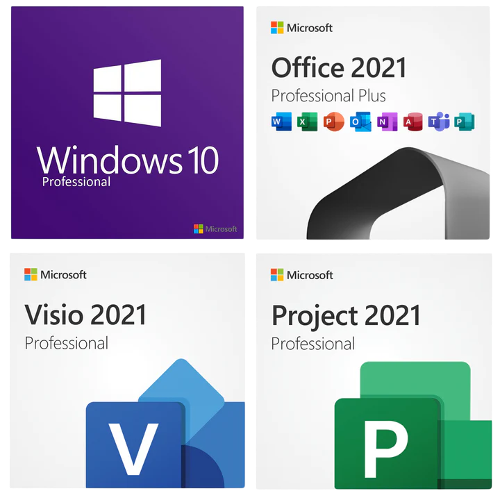 Ultimate Microsoft Productivity Bundle: Windows 10 Pro + Office 2021 Pro Plus with Visio & Project 2021 Pro